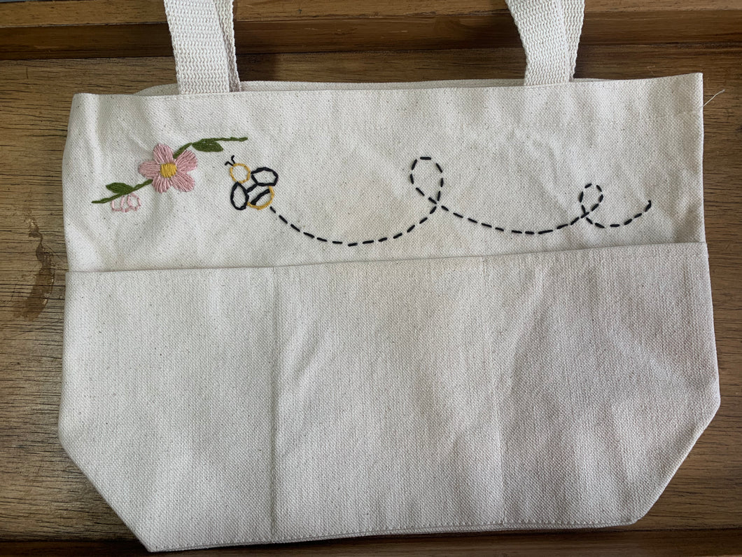 Embroidered Project Bag with pockets